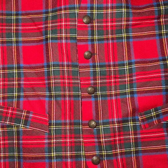 Ingles Buchan 100% Wool Tartan Vest Red Plaid Scotland Made Size 46 Waistcoat - Picture 5 of 5